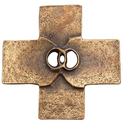 Produktbild von Ehekreuz aus Bronze Eheringe Wandkreuz Hochzeitskreuz 8cm 1 Stück