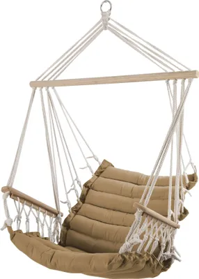Produktbild von DESIGN Hängesessel MALY-BRAUN-INDOOR Hängekorb Schwebesessel Stoffsessel inkl. Armlehnen mit extrem gemütlichem Sitz Kissen 6cm dick (ohne Hängesesselstell)