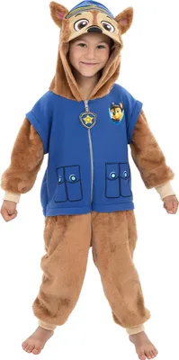 A child wearing a Paw Patrol Chase costume.
