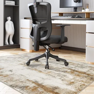 Immagine prodotto di Elzusha - Sedia da ufficio per pavimenti duri - Tappetino antiscivolo grande, 120 x 150 cm, beige e marrone