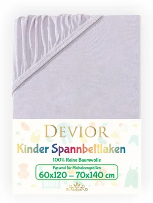 Produktbild von Devior Jersey Kinder Spannbettlaken 60x120 - 70x140 cm silber Bettlaken 100% Baumwolle bis 12cm Matratzenhöhe Gummizug