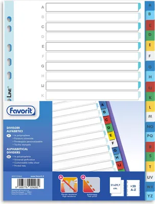 Image de Favorit 400132466 Onglet Index alphabétique Polypropylène (PP) Multicolore