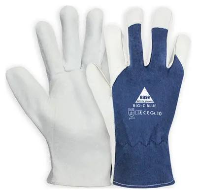 Produktbild von Hase Montagehandschuhe Rio-Z Blue Größe 12, Ziegennappaleder 10 Stk