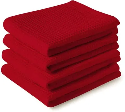 Immagine prodotto di Set Azomor composto da 4 strofinacci da cucina e salviette riutilizzabili in cotone rosso