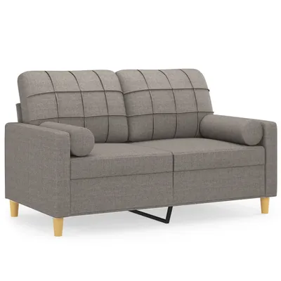 Zdjęcie produktu dla vidaXL 2-osobowa sofa z dekoracyjnymi poduszkami taupe 120 cm tkanina