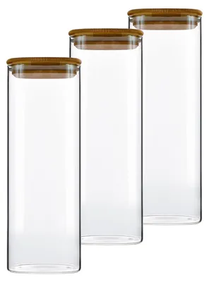 Image de Ensemble de 3 boîtes de conservation hermétiques avec couvercle, capacité de 2200 ml