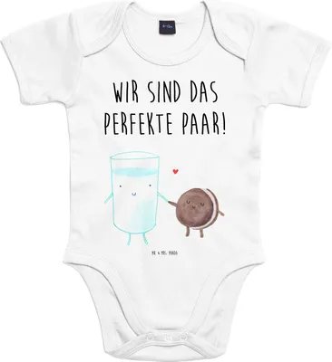 Produktbild von Mr. & Mrs. Panda babykleidung body Milch Keks 12. - 18. Monat - Heather Grey - Geschenk, Kaffee, overall baby, Strampler, Lustige Sprüche, Babybody, Romantisch, baumwolle