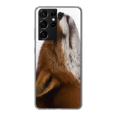 Produktbild von MuchoWow® Handyhülle Schutzhülle Hülle für Samsung Galaxy S21 Ultra Fuchs - Nase - Weiß Silikon Softcase Handy Hülle - Mobiltelefon