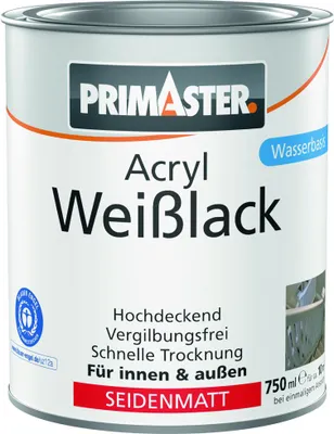 Produktbild von Primaster Acryl Weißlack seidenmatt 750 ml