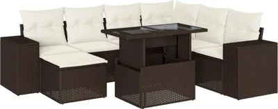 Produktbild von vidaXL 8-tlg. Garten-Sofagarnitur mit Kissen Braun Poly Rattan