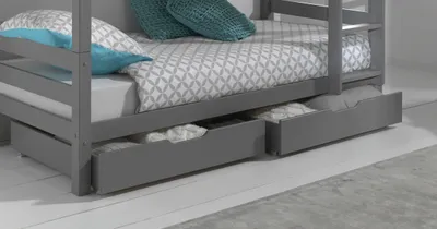 Image de Set de tiroirs de lit Vipack sur roulettes gris, composé de deux tiroirs