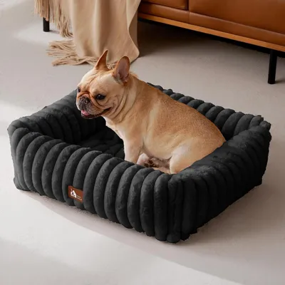 Immagine prodotto di Cuccia per cani morbida e lavabile, colore nero, dimensioni 64 x 53 x 18 cm