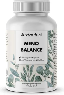 Produktbild von Wechseljahre Kapseln - Meno Balance - Natürliche Formel mit Yams, Rotklee, Baldrian & Eisen – 1x Dose (180x Menopause Kapseln)