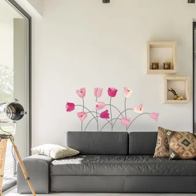 Produktbild von Dekorative Wandaufkleber mit rosa Tulpenmotiven