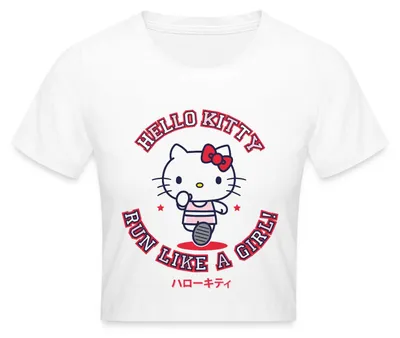Produktbild von Spreadshirt Hello Kitty Run Like A Girl Sport Crop Top, XL, Weiß