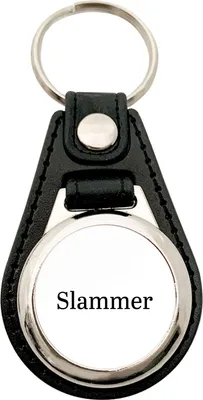 Produktbild von Huuraa Schlüsselanhänger Slammer Schriftzug Metall mit Kunstleder Schlüsselring Einkaufswagenchip Geschenkidee