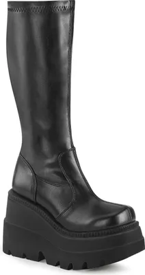 Produktbild von demoniacult SHAKER-65 Stiefel, Schwarz, Gr. 39, ökologisches Stretch Kunstleder, 11,4 cm Plateauhöhe, Reißverschluss