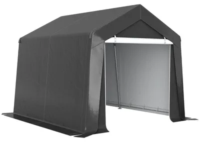 Produktbild von Carport Zeltgarage 3x3 m Lagerzelt, 200g/m² wasserdichte Plane, verzinkter Stahlrahmen, Weidezelt mit Rolltür & Belüftung, UV-Schutz Unterstand, Dunkelgrau