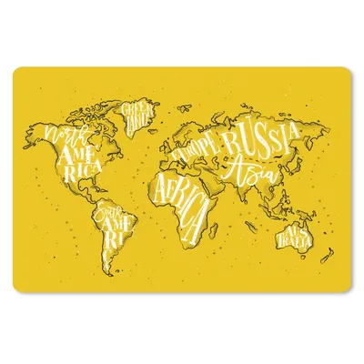 Produktbild von MuchoWow® Schreibtischunterlage Weltkarte - Gelb - Weiß - Einfach 60x40 cm - XXL Mauspad - Großes Mauspad