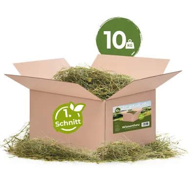 Produktbild von Wiesenheu 10 kg - 1.Schnitt aus Bayern - hochwertiges Heu zur Fütterung & Einstreu für Kaninchen, Hamster & Kleintieren