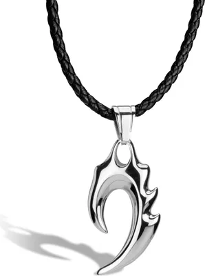 Produktbild von SERASAR | Lederhalskette für Herren [Flame] mit Silber Stainless Steel | Farbe: Silber | Länge: 50cm