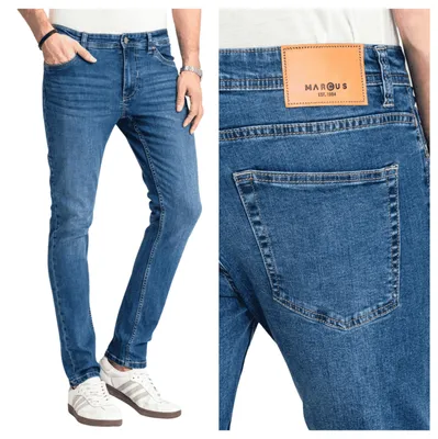 Zdjęcie produktu dla Spodnie jeans męskie, model "Straight Fit", kolor niebieski, materiał: bawełna, rozmiar: W33 L32