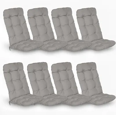Produktbild von Beautissu 8er Set Hochlehner Auflagen Flair HL, 120x50x8cm, Hellgrau