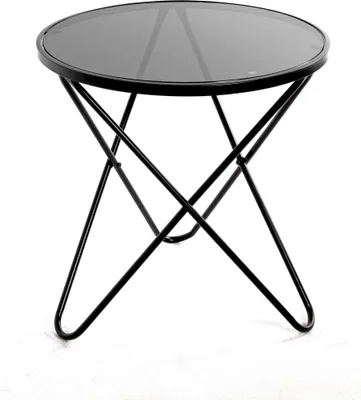 Produktbild von HAKU Beistelltisch schwarz - Metall, Sicherheitsglas 5 mm, B/H/T: 55x56x55 cm