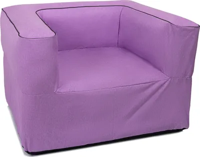 A studio shot of a purple lounge sofa.