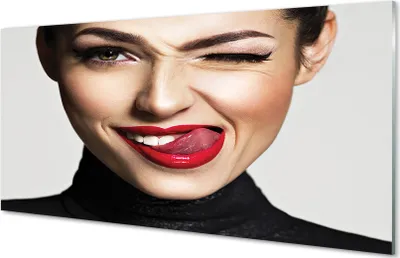 Produktbild von Glasbilder 100x50 Wandkunst Weibliche rote Lippen