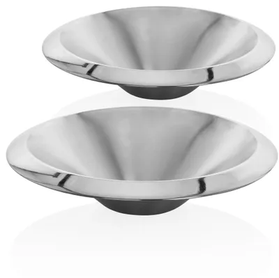 Produktbild von com-four® 2x Edelstahlschüssel - Schüsselset aus Edelstahl - Dekoschalen - Flache Servierschüsseln aus Metall - Obstschalen - Raumdekoration