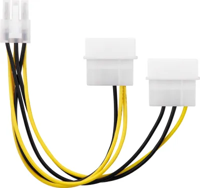 Produktbild von 2-mal 4-polig IDE Molex auf 1-mal 6-polig PCI-E Strom-Adapter-Kabel für Grafikkarte 15 cm