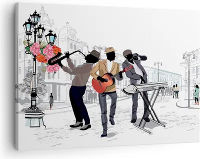 Produktbild von Bild auf Leinwand - Leinwandbild - Musik Instrumente Straße Stadt - 70x50cm - Wand Bild - Wanddeko - Leinwanddruck - Bilder - Kunstdruck - Wanddekoration - Leinwand bilder - Wandkunst - AA70x50-2933