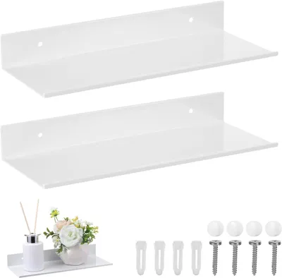 Produktbild von Wandregale Metall 30 cm, 2 Stück, weiß, rostbeständig, für Badezimmer