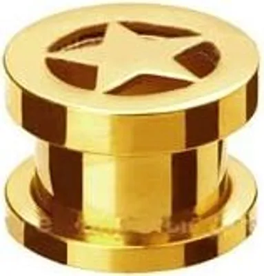 Produktbild von Ohr Flesh Tunnel Piercing Stern Gold Screw on 10mm