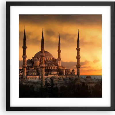 Produktbild von Gerahmtes Poster - Schwarzer Rahmen - Sonnenuntergang istanbul türkei reise - 40x40 cm - Wand Bild - Wanddeko - Wandbilder - Wandposter - Bilderrahmen - Bilder - Kunstdruck - P2BAC40x40-2846