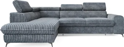 Produktbild von Masseno Ecksofa VELISS mit Schlaffunktion L-Form, Sofa mit Bettkasten, Wohnzimmersofa, Couch, Soffa, Bettsofa, Couchgarnitur- Grau, TILIA 85