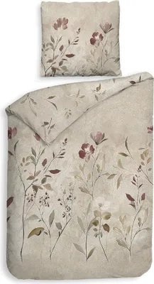 Produktbild von Heckett & Lane Satin Bettwäsche 135x200 Caterina natural Blüten Zweige beige rost