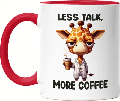 Produktbild von Less Talk More Coffee Lustige Giraffe Tasse Rot Kaffee Spruch Morgenmuffel Geschenkidee