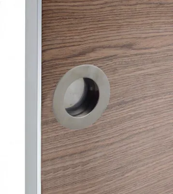 Image de Poignée porte coulissante rond inox brossé, gris