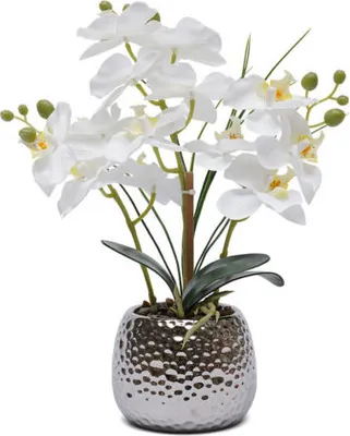 Produktbild von Kunstpflanze Künstliche Orchidee mit Topf Kunstblume Dekoblume 39cm hoch Deko
