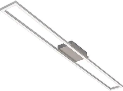 Image de Plafonnier à intensité variable, lumière blanc chaud, 18 watts, 1600 lumens, lampe, plafonnier, lampe pour salon, lampe pour chambre, lampe pour cuisine, 110x12x5 cm, couleur aluminium