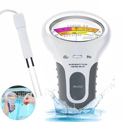 Produktbild von 2 in 1 PH-Chlor-Messgeraet Tester, Tragbar Elektronischer Wassertester, Chlorwasser-Qualitaetspruefgeraet CL2 Messung fuer Pool, Aquarium