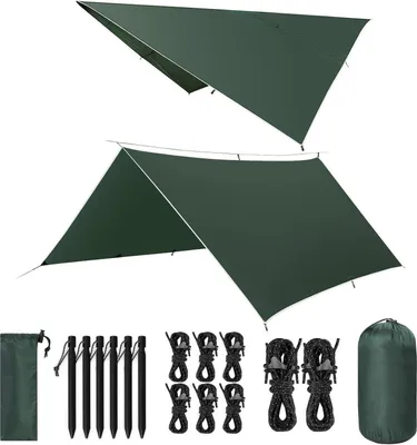 Produktbild von VOSOIR Tarp 3x3M Wasserdicht Ultraleicht Camping ZeltplaneATFORM.useState-Ösen Aluminiumstifte Nylonseile