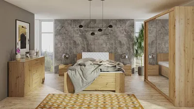 Obrázek produktu pro Ložnicová sestava s postelí 160x200 CORTLAND 6 - dub artisan / bílá