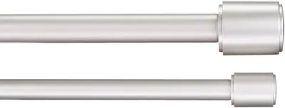 Produktbild von Amazon Basics Ausziehbare Doppel-Gardinenstange mit Endkappen, 19 mm Durchmesser, 183 bis 366 cm, Nickel
