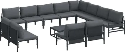 Image de vidaXL Ensemble de canapé de jardin avec coussins 13 pcs noir acier
