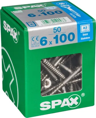 Produktbild von SPAX 4197000601006, Schraube, Edelstahl, Holz, Flachkopf, Torx, Silber