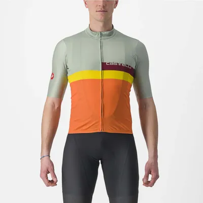 Immagine prodotto di Castelli A Blocco Jersey Defender Green/Dark Red-Bordeaux-Passion Fruit-Scarlet Lava M