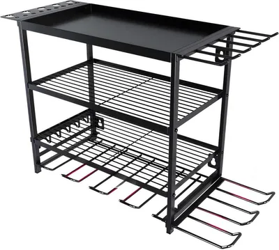 Produktbild von Wandregal 4-stufig Metall – Heavy Duty Werkzeug-Organizer mit Bohrerhalter – Wandhalterung für Garage & Werkstatt